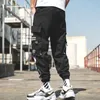 Herrenhose Hip Hop Bänder Cargohose Herren Joggerhose Herren Streetwear Militärhose Mode Männlich Elastische Taille Hose Baumwolle Schwarz 230413