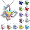 Pendant Necklaces Korean Super Fairy Girl Glass Crystal Butterfly Necklace Female Clavicle Chain Rotating Rhinestones