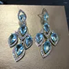 Pendientes colgantes Bilincolor, pendiente de gota azul claro de cristal moderno para mujer, regalo de fiesta de cena