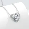 Exquisite Luxury Sparkle Heart Pendant Necklace Moissanite Full Diamond Heart-Shaped Pendant Shiny Necklace Clavicle Chain