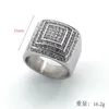 Band Rings Hip Hop Bling Iced Out Stainless Steel Arc Square Finger Rings for Men Rapper Jewelry Gold Color Drop 231113