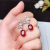 Boucles d'oreilles charmantes en pierre précieuse rubis rouge pour femmes, bijoux en argent, cadeau pour fille, couleur naturelle, fête de l'année