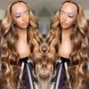 Hair Wigs Hoogtepunt Pruik Menselijk Haar Ombre Honey Blonde 4 27 Gekleurde Kant Voor Pruiken Vrouwen Pre Geplukt Body Wave Frontale Pruiken 230413