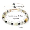 Strand Blanc Rayé Agates Bracelet Cuivre Perle Charme Réglable Bracelets Tressés Pour Femmes Hommes Pierre Naturelle Bijoux Amitié Cadeau