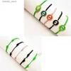 Anklets 10PCS Devil's Eye Painted Elastic Bracelet Small Design調整可能な色ブレスレットQ231113