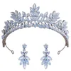 Pinces à cheveux baroques gelée couronne de mariée ensembles strass cristal robe de mariée diadèmes couronnes boucles d'oreilles ensemble de bijoux opale mariée accessoires de bal