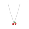 Pendentif Colliers Mode Coréenne Fruit Femme Exquis Argent Plaqué Bijoux Cerise Clavicule Chaîne Tempérament XL139