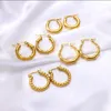 Orecchini a cerchio color oro intrecciati per donna in acciaio inossidabile nel 2023, gioielli penetranti di tendenza, regalo di Natale, Aretes