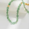 Pendant Necklaces Brass Natural Green Stone Beads Choker Necklace Women Jewelry Punk Designer Runway Rare Gown Boho Japan Korean