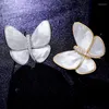 Broches Mode Stijl Kleding Natuurlijke Schelp Zirkoon Licht Luxe Corsage Vrouwen Elegante Antislip Broche Moederschelp Vlinder