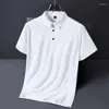 Polos pour hommes Plus Taille M-4XL 5XL Polo en soie de glace T-shirts à manches courtes T-shirts sans couture Été Casual Business Top Plain Anti-rides Homme