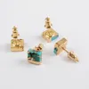 Oorknopjes 5 paar vierkante studs vergulde natuurlijke turquoise steen piercing oorbel boho mode-sieraden accessoires voor vrouwen