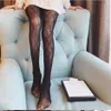 Sexy Long Stockings Tights Women Fashion Black And White Thin Mesh Tights Soft Breathable Hollow Letter Tight Panty Hose