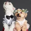 犬の襟シミュレーションフラワーカラーペット猫結婚式の人工花輪