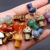 Pendant Necklaces 20pcs Natural Crystal Stone Carving Mushroom Reiki Healing Charms Amethysts Agates Pendants DIY Jewelry Making 20x15mm