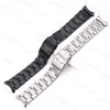 Outros acessórios de moda 20 mm 22mm 22mm aço inoxidável Bracelete Silver Black Curved Bands Momen Men Men Metal Watch Strap J230413