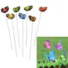 Décorations de jardin 12pcs bâtons piquets artificiels patio papillons décor ornements ( )