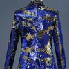 Luxury Royal Blue Sequin Dress Blazer Men Nightclub Stage Shawl Collar Mens Suit Jacket Wedding Party Stage Blazer Masculino 2XL 2235c