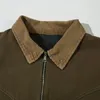 Men's Jackets Autumn Winter Man America Style Spliced Panelled Loose Open Stictch Zipper Casual Coats Streetwear