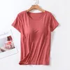 Kadın T-Shirt Kadın Üstleri Sütyen Tişörtlü Göğüs Pad Sutyen Kupası Kadın Yaz T-Shirt Alt Gömlek Yiun1 230413