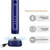 FreeShipping Electric Toothbrush Sonic Tooth Brush USB Inductive Charging IPX7 Waterproof toothbrush Blue With 8 Brush Heads & Travel C Cmph