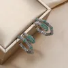 Studörhängen lyx orm öronkrok för kvinnor rosgrön strass kvinnlig bijoux mode djur smycken födelsedagspresent