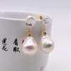 Dangle Chandelier Vintage Women's Earrings Natural White Baroque Pearl Pendant Gold Earrings Water Drop Pearl Short Earrings Gifts for Mom 230413