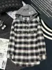 Blusas femininas camisas designer outono e inverno novo ce estilo casual contraste com capuz xadrez silhueta moda idade reduzindo camisa casaco a13c