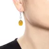 Topaze ovale Dangle boucle d'oreille 925 en argent Sterling fête mariage boucles d'oreilles pour les femmes promesse de mariée bijoux cadeau