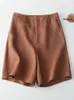 Damen-Shorts Damen-Sommer-Shorts Baumwolle Freizeit-Shorts Candy Classic Linens Button Fly Straight Short Pants Student Women Shorts 230413