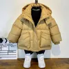 Down Coat 2-12Y mode garçons manteau hiver enfants veste kaki noir vert épais chaud vers le bas vêtements enfants fermeture éclair vêtements d'extérieur à capuche XMP334 231113