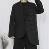 Men's Suits M-XL 2023 Autumn Original Asymmetrical Design Button Decorated Suit Jacket Handsome Loose Chic Blazer Clothing