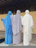 Ethnic Clothing Muslim Woman Prayer Outfit Islamic Ramadan Eid Hijab Dress Dubai Turkey Abaya with Extra Long Head Scarf Khimar Jilbab 230412