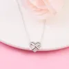 Catene Cristalli Scintillanti Infinity Heart Collana Collier Ciondolo Catena lunga Vero argento S925 per donna