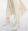 Знаменитые женские зимние высокие сапоги Senior Karter 85 в кожаных длинных сапогах Senior Black White Round Heads Design Италия Идеальное вечернее платье Длинные ботильоны на высоком каблуке EU 35-43