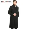 Herr ull blandar S-6xl Fashion Autumn Winter Classic Men Trench Slim Wool Coats Double Button Woolen Coats Long Outwear Army Black 17513 231113