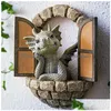 Bahçe Dekorasyonları Küçük Dragon Scpture Dekor Reçinesi Zen Figürinler Çim Yard Çit Duvarı 220728 Teslimat Hom OTV1V