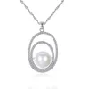 Collier pendentif perle bijoux mode européenne femmes Micro ensemble Zircon anneau rond S925 collier en argent collier chaîne pour les femmes fête de mariage cadeau de la saint-valentin SPC