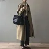 Płaszcze damskie okopy 2023 Klasyczne Khaki Long Trench Coats Women Oversize Korean Mase Beltbreaker Fall Spring Overcoat Double Breastedl231113