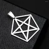 Pendant Necklaces Hollow Out Pentagram Ancient Egypt Pentacle Kore Satan Stainless Steel Necklace Mascot Amulet Charm Jewelry Accessory