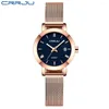 Montres-bracelets 2023 CRRJU Japon Mouvement Femmes Montres Top Charm Rose Gold Dames Montre-Bracelet Étanche Date Quartz Fille Horloge