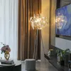 Floor Lamps Transparent Acrylic Lamp Chrome Metal Living Room Bedroom Creative Light E27 Bulb Marble Base Drop