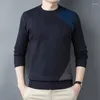 Pankys masculins 2024 Tendance de mode d'automne et d'hiver Round cou tricot coloré à manches longues confortables Pull de sous-couche chaude décontractée