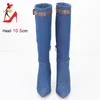 Dress Shoes Discounted Low-priced Knee-High Boots Autumn Winter High Heel Pointed Women Shoes Cowboy Double Belt Buckle High Barrel Boots 231113