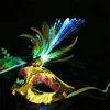 Masque vénitien en Fiber LED, mascarade, déguisement de fête, masques lumineux en plumes de princesse