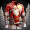 Camisas casuales para hombres Camisa del festival de Papá Noel Impresión 3d Navidad Fiesta de manga larga Moda Ropa para hombres 231113