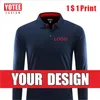 Polos pour hommes Chemise à manches longues Logo Broderie personnalisée Respirant T-shirt à revers à séchage rapide Mode Casual NowStylo pour hommes pour hommes
