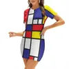 Lässige Kleider Mondrian Studie I Abendgesellschaft Midi Sexy Kleid Weiblich Süß One Piece Koreanisch Schwarz Weiß Rot Blau Gelb