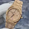 AP İsviçre Lüks İzle Yeni Royal Oak Serisi 67653or Hammer Gold Craft, genellikle Frost Gold, daha parlak kuvars kadın saati, doğru zamanlama, tam set KN0Q