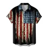 Casual shirts voor heren 4 juli Mens Gedrukt Camisa Masculin -Amerikaanse vlag Grafische korte mouw Beach Blouses Independence Day Blusas